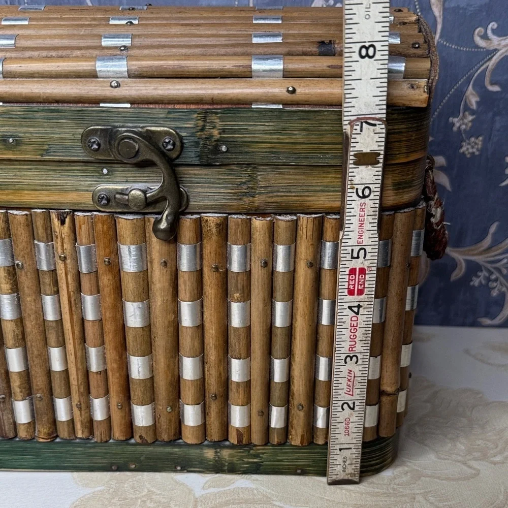Vintage Estate Rustic Bamboo Storage Basket with Latch